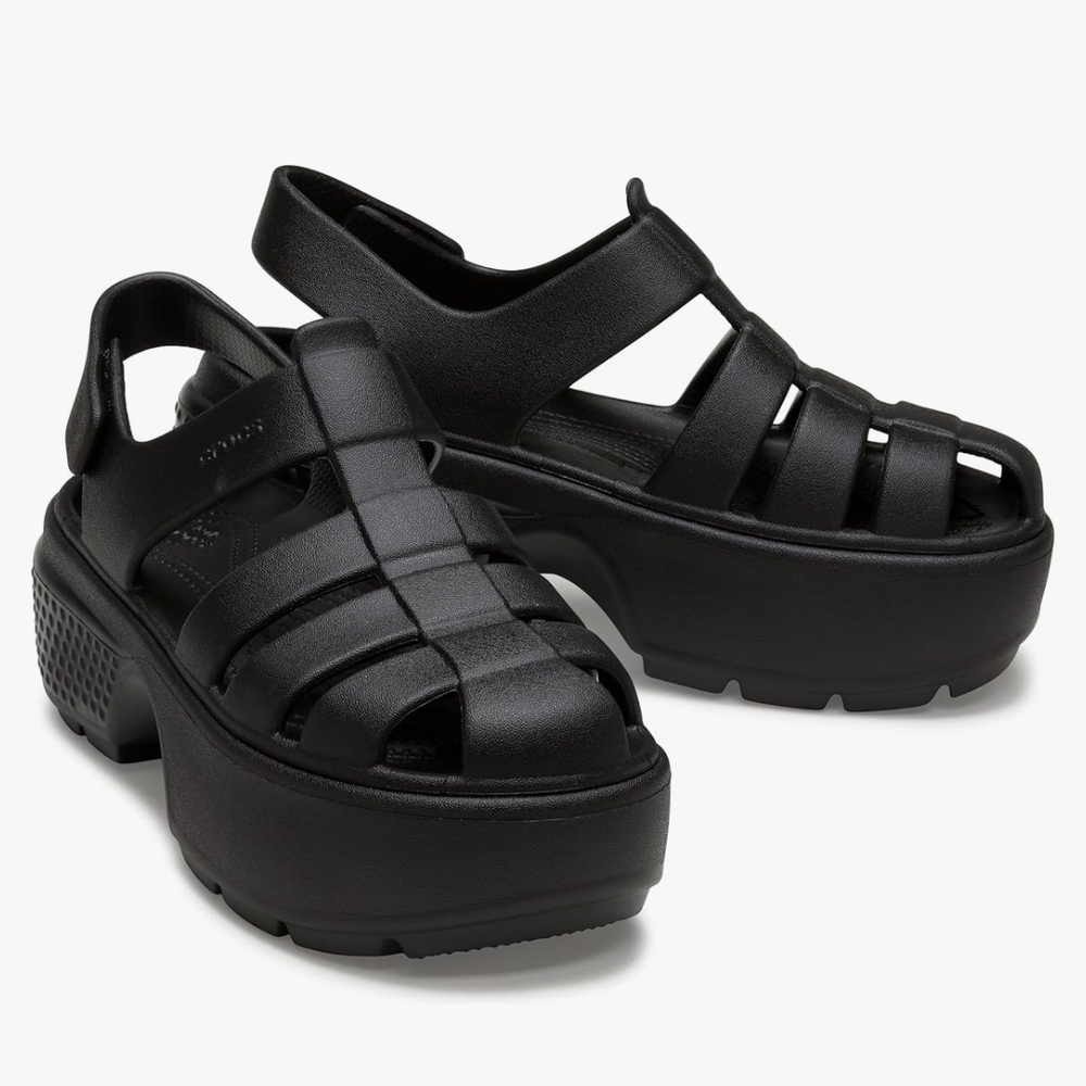 Crocs Stomp Fisherman Black Platform Sandals